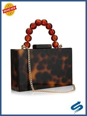 Acrylic Evening Clutch Crossbody Bag Pearl Chain Formal Party Purse